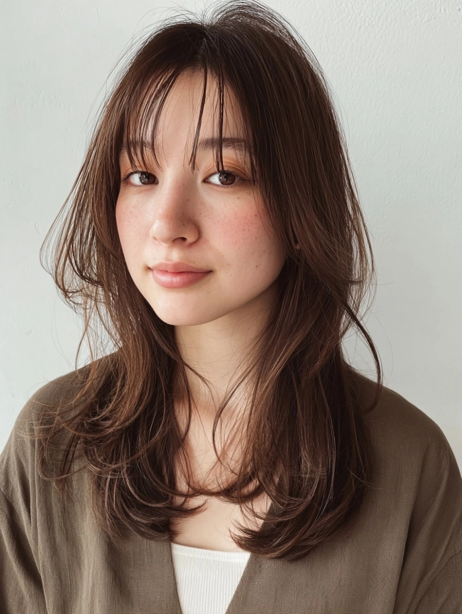 柔らかく揺れるレイヤーカット×透け感ベージュカラー